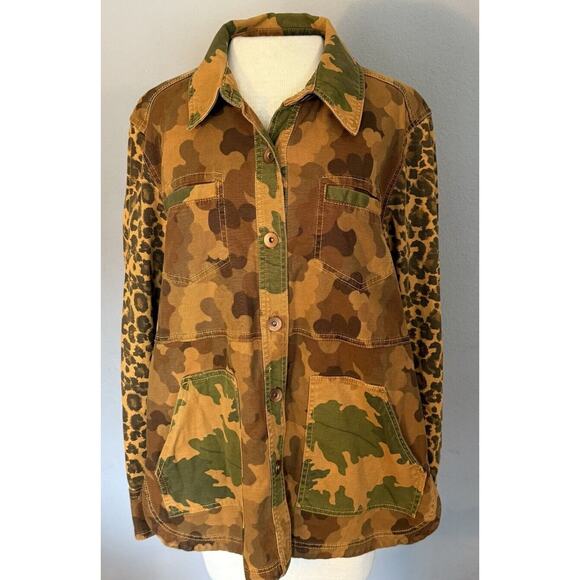 Anthropologie Jackets & Blazers - Anthropologie Pilcro Camo Leopard Jacket Sz XLP Utility Shacket Streetwear Style